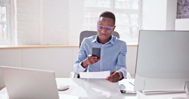 office worker using phone