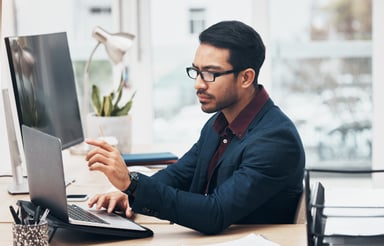 man working on computer