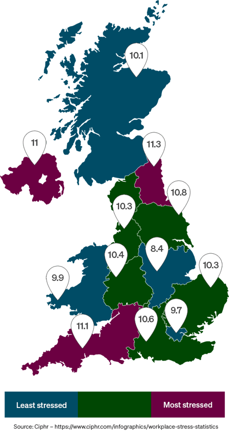 Where in the UK are people the most stressed?