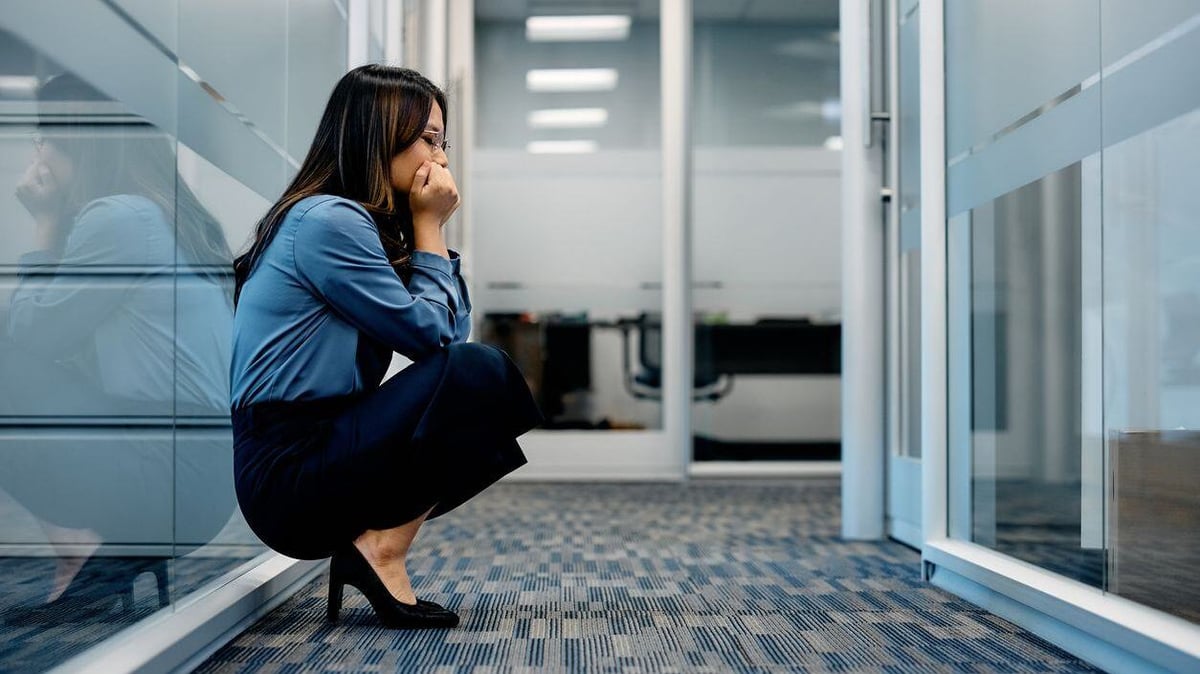 Stressed woman at work