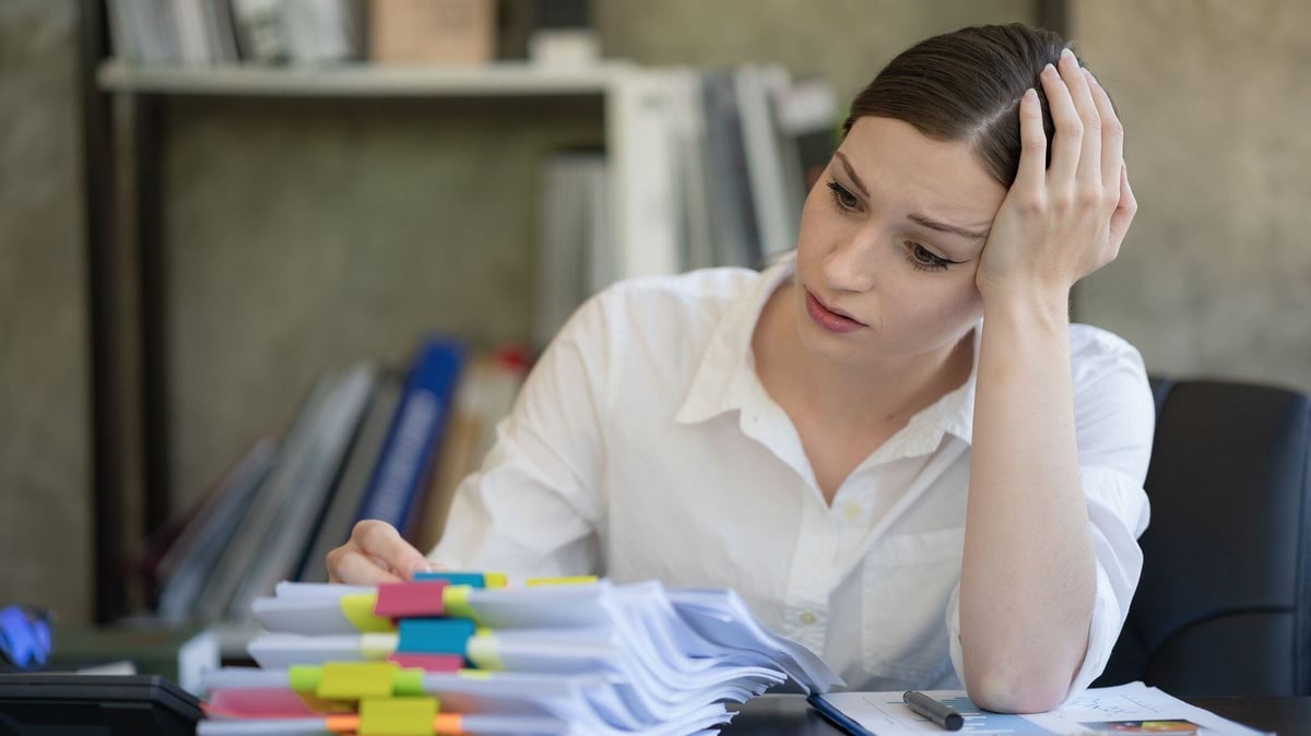 Tired woman at work